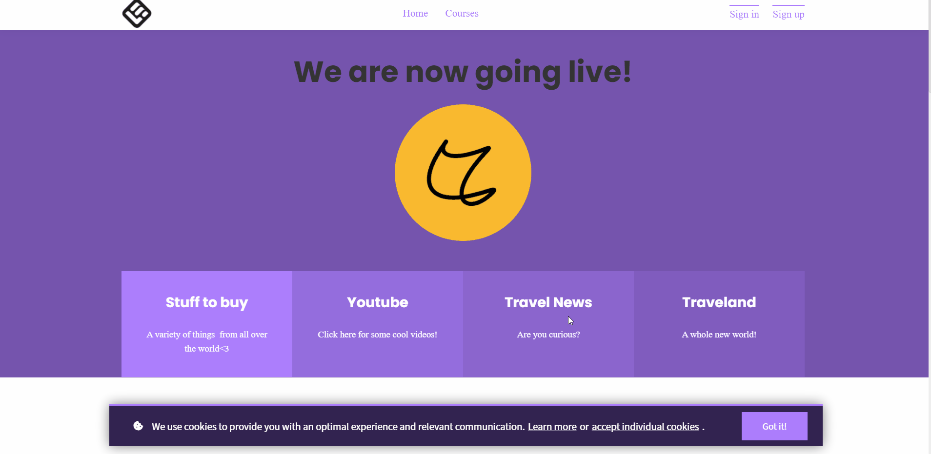 Cookie policy on the LearnWorlds website.