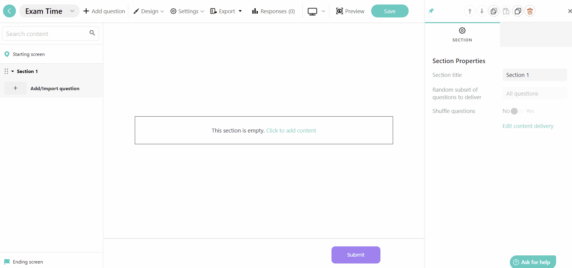LearnWorlds' exam authoring environment in a gif.