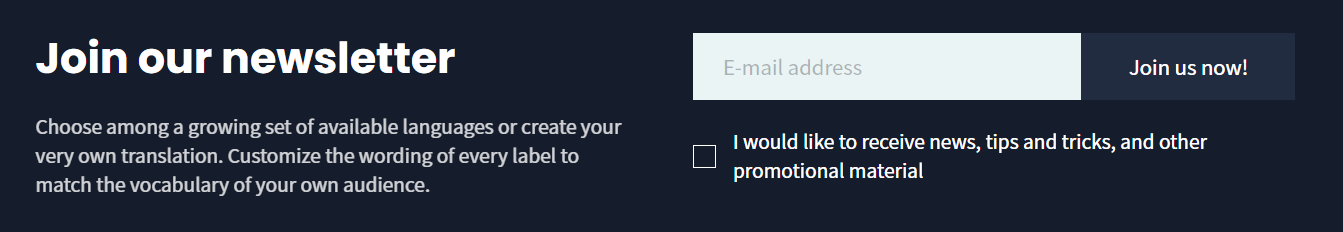 A sign-up form for a newsletter.