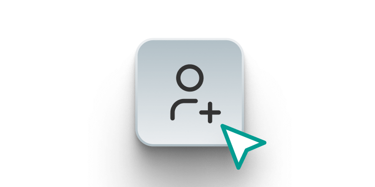 A card with a person and plus icon showing affiliate performance metrics representing course enrollments.