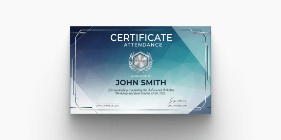 A branded digital certificate design and customization interface.