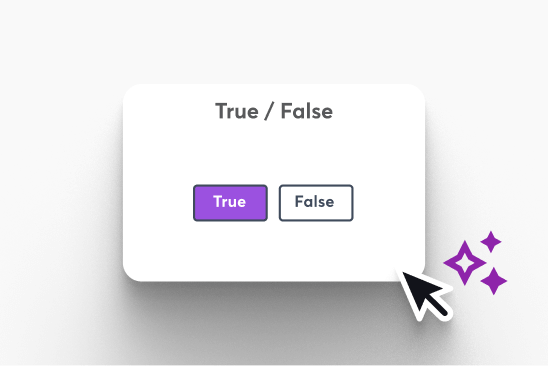 AI-generated assessment questions with multiple choice true/false options.