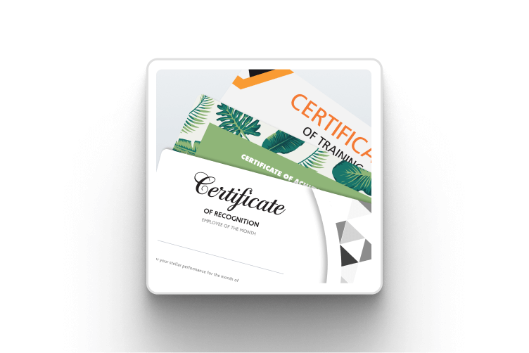 Stack of certificates representing online certification.