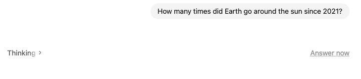 screenshot of a conversation with ChatGPT. The system appears to be thinking.