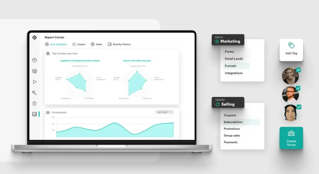 A screenshot showing LearnWorlds dashboard.