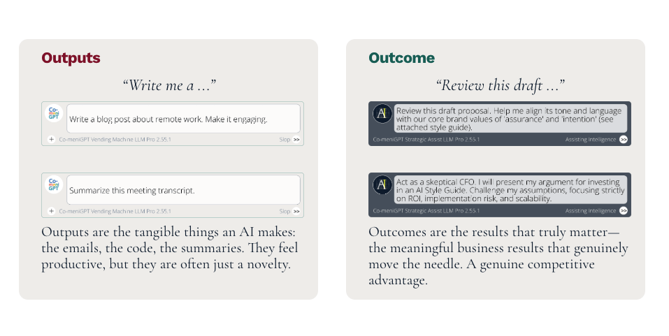 Comparing outputs versus outcomes