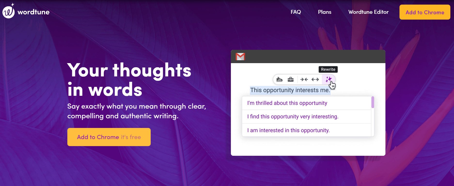 screenshot from Wordtune