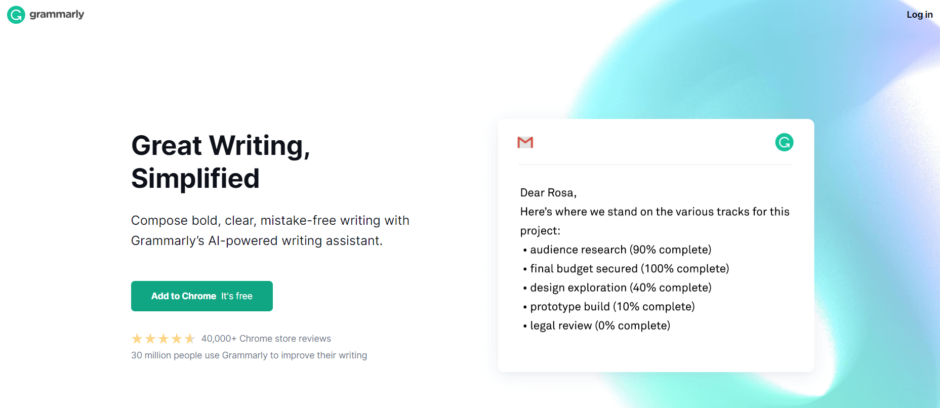 screenshot from Grammarly