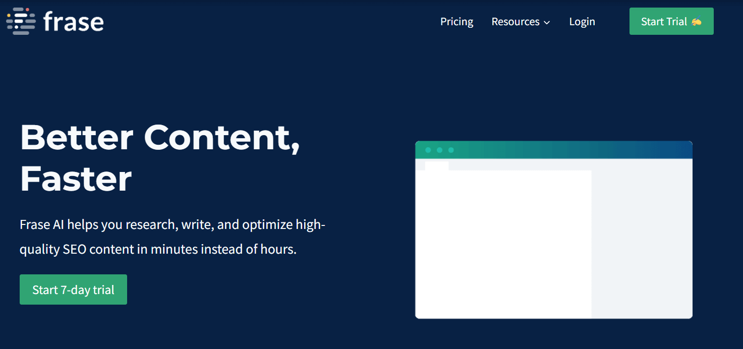 screenshot from Frase.io