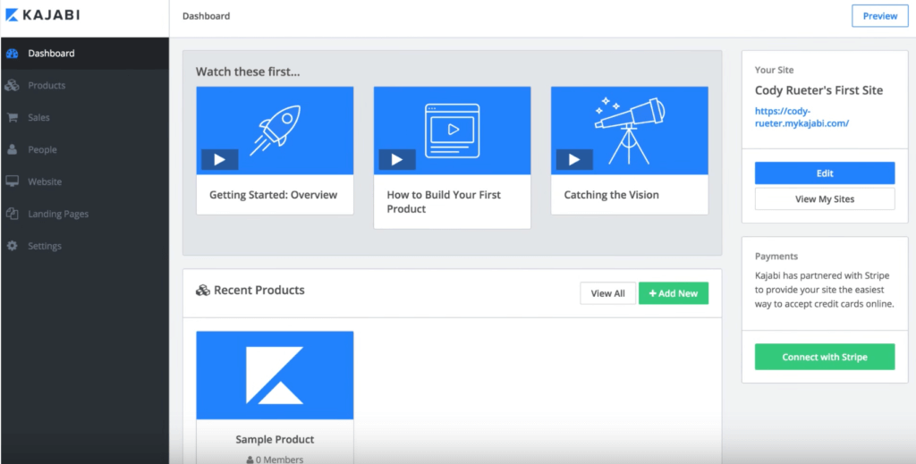 A screenshot showing the Kajabi platform.
