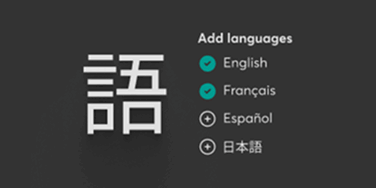 Multilingual content interface showing language selection options.