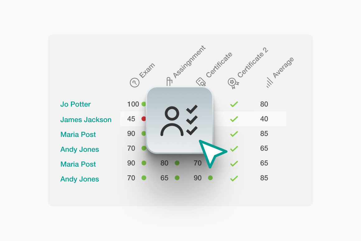 A visual showing a checklist/score table icon.