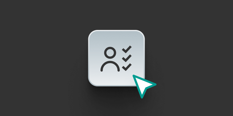 User-and-checklist icon with a cursor pointer.