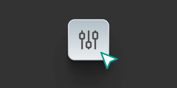Slider controls icon with a cursor pointer, representing reporting and tracking settings.