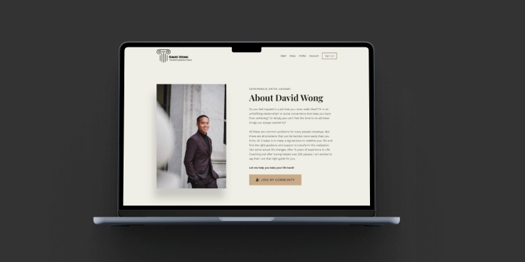 Course website template preview shown on a laptop screen.