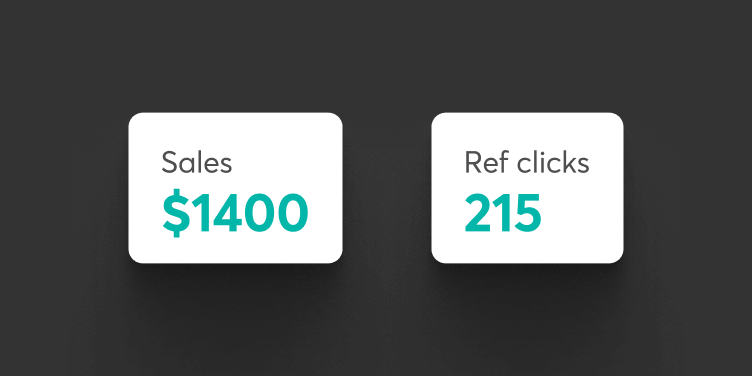A card describing track clicks and sales affiliate settings in a dashboard.