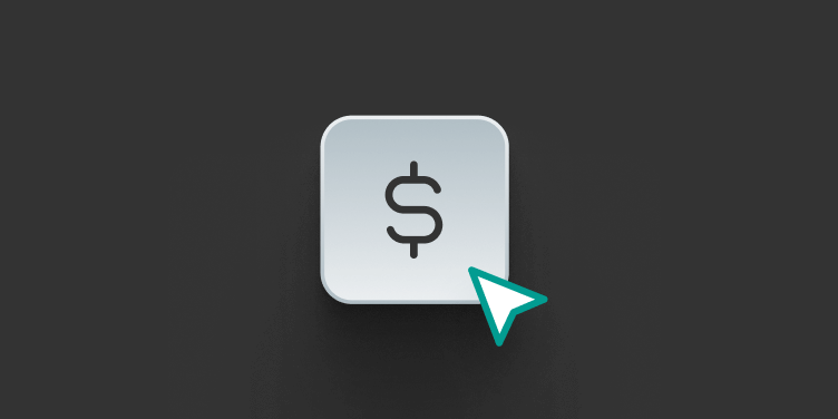 Cursor near a dollar sign icon representing B2B purchasing.