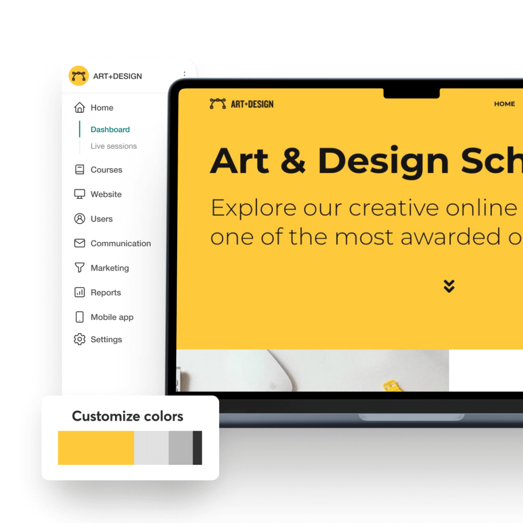 Branded login screen and email notification with no visible vendor branding.