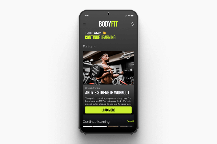 Learning platform shown on laptop, tablet, and phone with consistent branded experience.