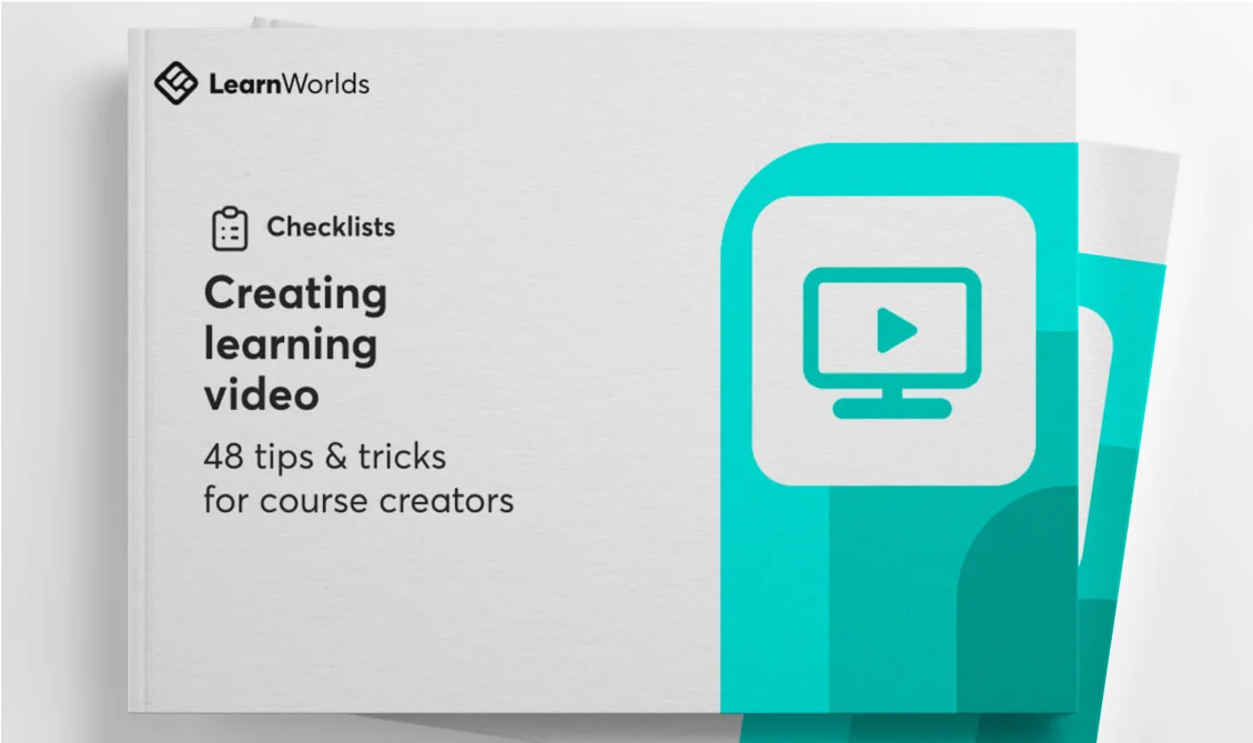Transcription: LearnWorlds Checklists Build your customer training program A super handy checklist for stress-free planning Booklet cover shows a...