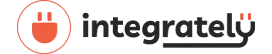 A circular orange plug icon with two prongs sits left of the grey lowercase word integrately on a white background.