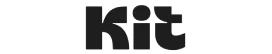 Bold black rounded wordmark "Kit" centered on a white background. Text reads: "Kit".