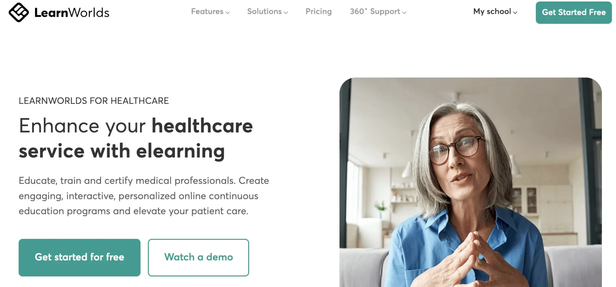 A screenshot showing the above the fold of LearnWorlds' landing page.
