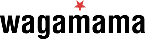 A stylized black wordmark (object) sits centered beneath a small red five‑point star (action) on a plain white background (context); the black text...