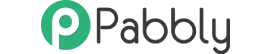 Green circular icon with a white "P" sits left of the word "Pabbly" in gray type, forming a company logo displayed on a white background.