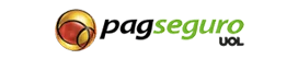 A round orange-and-red segmented emblem sits left of a lowercase wordmark reading "pagseguro" (black "pag", green "seguro") and a small grey "UOL",...
