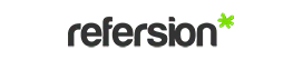 Lowercase "refersion" wordmark in dark gray, accompanied by a small green asterisk-like star to its upper-right, centered on a white background.