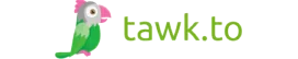 Green-and-pink cartoon parrot icon perched to the left of lowercase green text "tawk.to", displayed on a white background.