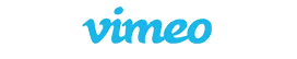 Logo — wordmark "vimeo" displays a lowercase cursive script in bright sky-blue, centered on a white background.